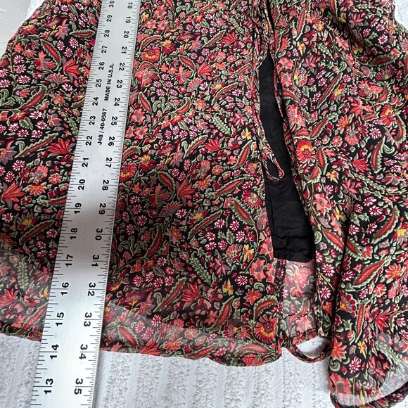 Urban Outfitters Womens Black Paisley/Floral Print Chiffon Wrap Dress Medium - Picture 9 of 9